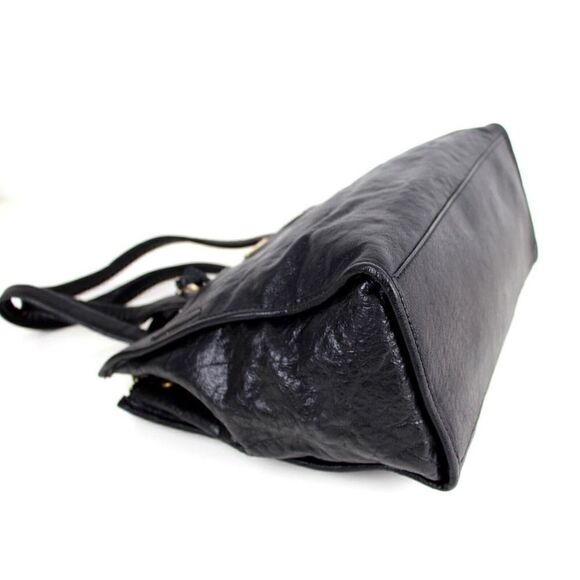 T Tahari BLACK GENUINE LEATHER THREE COMPARTMENTS BUSINESS TOTE SHOULDER BAG - Picture 8 of 16